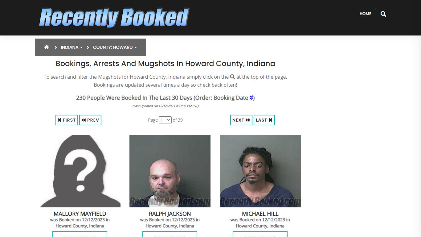 Recent bookings, Arrests, Mugshots in Howard County, Indiana